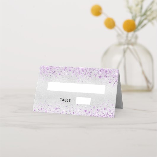 Carte De Placement Mariage parties scintillant violet argenté (Devant)