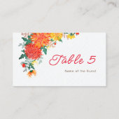 Carte De Placement Mariage Pastel Orange Yellow Spring Dahlia Fleurs (Dos)