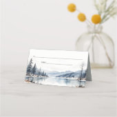 Carte De Placement Mariage paysager du lac de la neige d'hiver (Dos)
