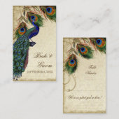 Carte De Placement Mariage Peacock & Feather Table Siège Escort (Devant / Derrière)