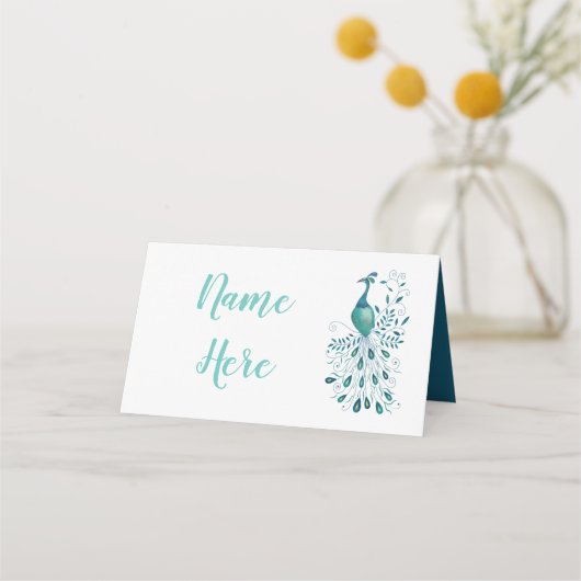 Carte De Placement Mariage Peacock Nom du lieu (Devant)