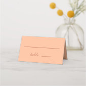 Carte De Placement Mariage Pêche Brown Script simple Couleur moderne (Devant)