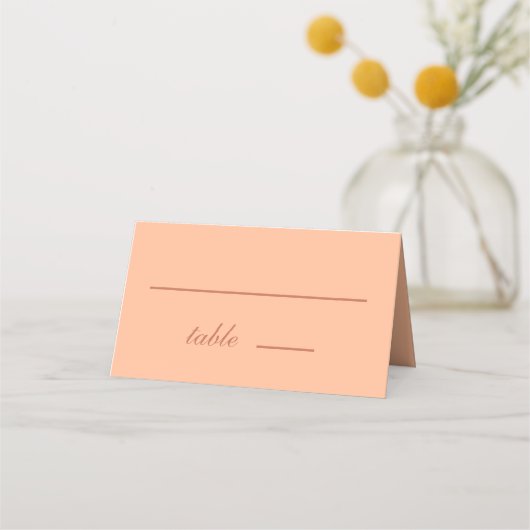 Carte De Placement Mariage Pêche Brown Script simple Couleur moderne (Devant)
