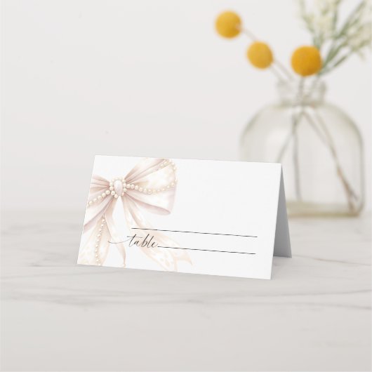 Carte De Placement Mariage Perle et Ruban  (Devant)