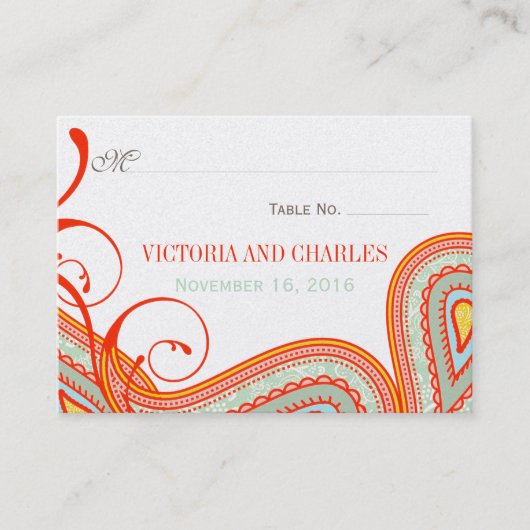 Carte De Placement Mariage Persimmon Orange Taupe de Monnaie rose mod (Devant)