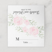 Carte De Placement Mariage personnalisé Roses d'aquarelle rose pâle (Extérieur déplié)