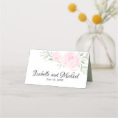 Carte De Placement Mariage personnalisé Roses d'aquarelle rose pâle (Dos)