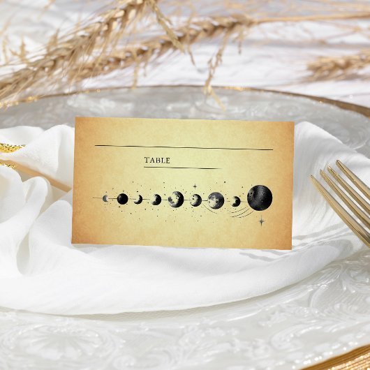 Carte De Placement Mariage Phases de la lune de croissant céleste vin