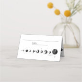 Carte De Placement Mariage Phases de la Lune du croissant noir célest (Devant)