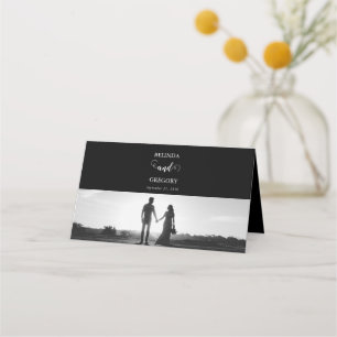 Carte De Placement Mariage photo moderne en noir et blanc