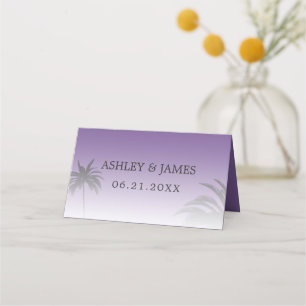 Carte De Placement Mariage Plage de Palm Tree Tropical Violet