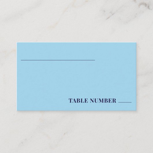 Carte De Placement Mariage plat bleu marine moderne Table No. (Devant)