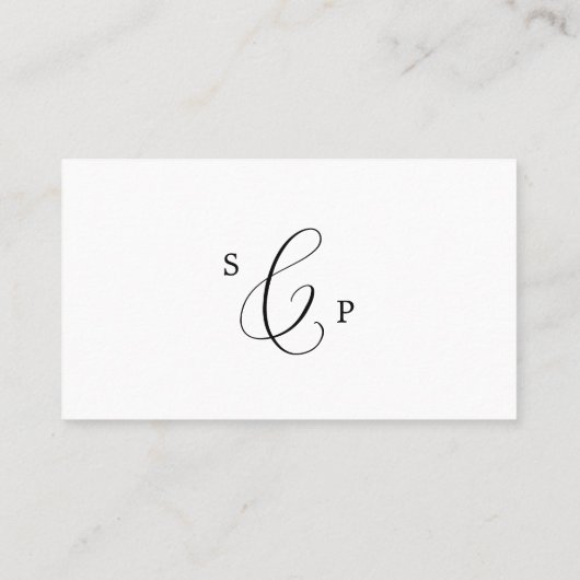 Carte De Placement Mariage plat de calligraphie noire délicate (Dos)