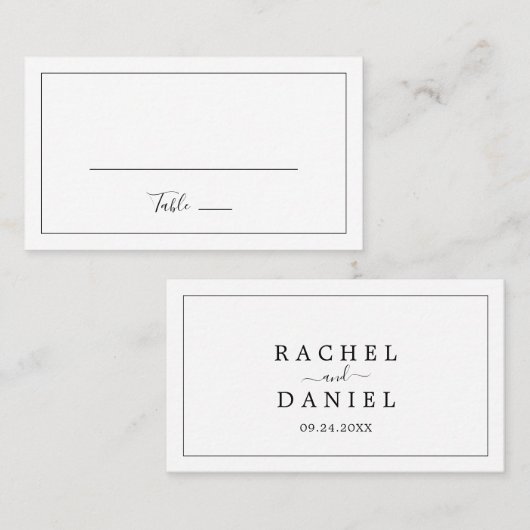 Carte De Placement Mariage plat minimaliste (Devant / Derrière)