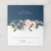 Carte De Placement Mariage plié bleu marine et flou (Extérieur déplié)