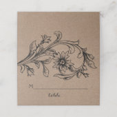 Carte De Placement Mariage plié en papier kraft (Extérieur déplié)