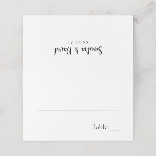 Carte De Placement Mariage plié simple Monogramme noir (Extérieur déplié)