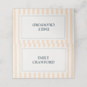Carte De Placement Mariage rayé pêche et crème (Extérieur déplié)
