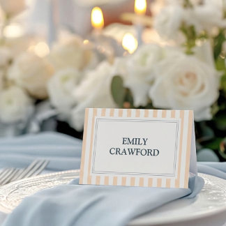 Carte De Placement Mariage rayé pêche et crème