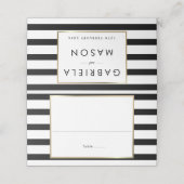 Carte De Placement Mariage Rayure Classique | Faux Papier D'or (Extérieur déplié)
