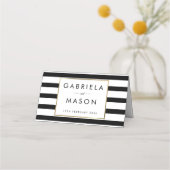 Carte De Placement Mariage Rayure Classique | Faux Papier D'or (Dos)