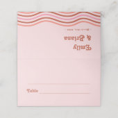 Carte De Placement Mariage Retro Boho rouge et rose (Extérieur déplié)