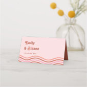 Carte De Placement Mariage Retro Boho rouge et rose (Dos)
