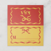 Carte De Placement Mariage rétro Coquette Bow (Extérieur déplié)