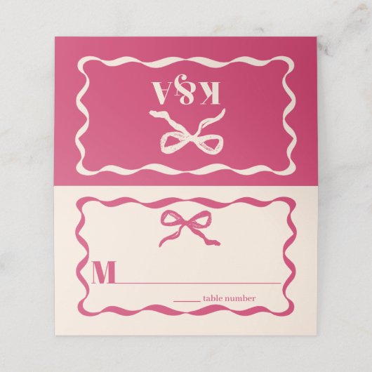 Carte De Placement Mariage rétro Coquette Bow (Extérieur déplié)