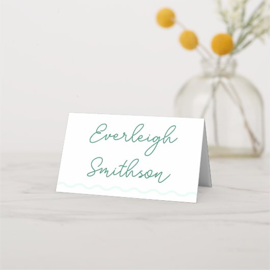 Carte De Placement Mariage rétro Green Wavy (Devant)