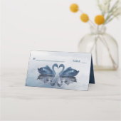 Carte De Placement Mariage romantique double bleu cygne (Devant)