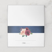 Carte De Placement Mariage Rose bleu flou bleu marine rose bordeaux (Extérieur déplié)