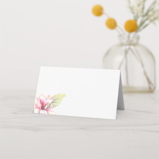 Carte De Placement Mariage rose et gris vert Magnolia (Devant)