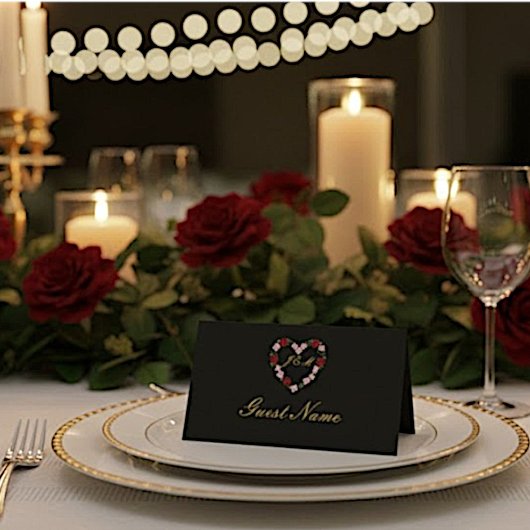 Carte De Placement mariage rose et noir