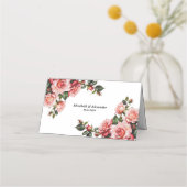 Carte De Placement Mariage rose et rouge foncé moody (Dos)
