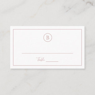 Carte De Placement Mariage Rose monogramme traditionnel simple Dusty