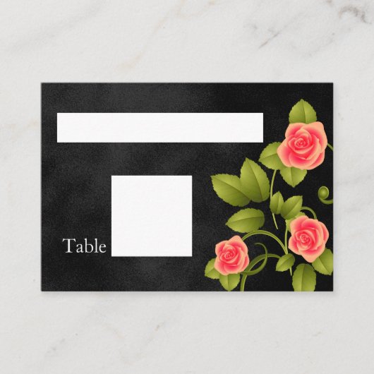 Carte De Placement Mariage Rose noir et corail (Devant)