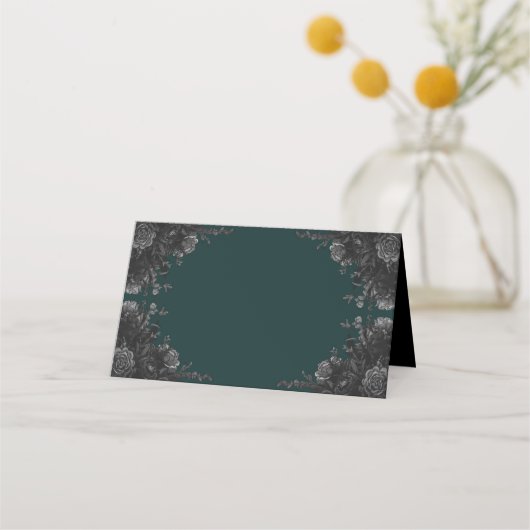 Carte De Placement Mariage Rose noir noir vert foncé (Devant)