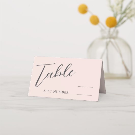 Carte De Placement Mariage rose romantique (Devant)