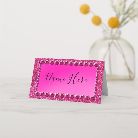 Carte De Placement Mariage rose Rose Glitterer (Devant)