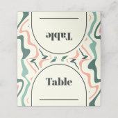 Carte De Placement Mariage rose rose vert à la pointe d'arc rétro (Extérieur déplié)