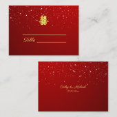 Carte De Placement Mariage rouge flocon de neige double bonheur (Devant / Derrière)