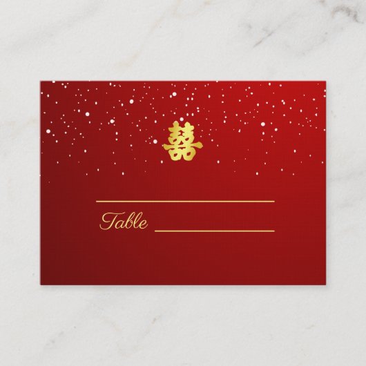Carte De Placement Mariage rouge flocon de neige double bonheur (Devant)