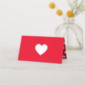 Carte De Placement Mariage rouge romantique Logo Motif de coeur (Dos)