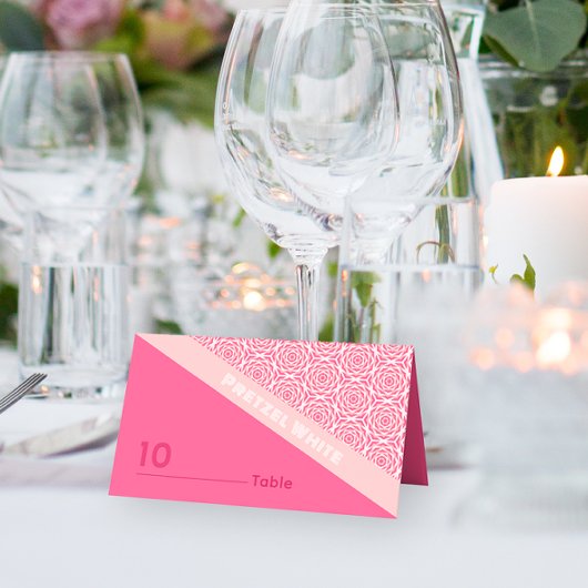 Carte De Placement Mariage rouge rouge géométrique Rose