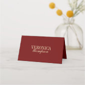 Carte De Placement Mariage Rouge Vin Écriture Élégante Classique (Dos)