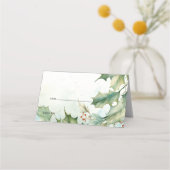 Carte De Placement Mariage | Rustic Winter Holly et Berries (Devant)