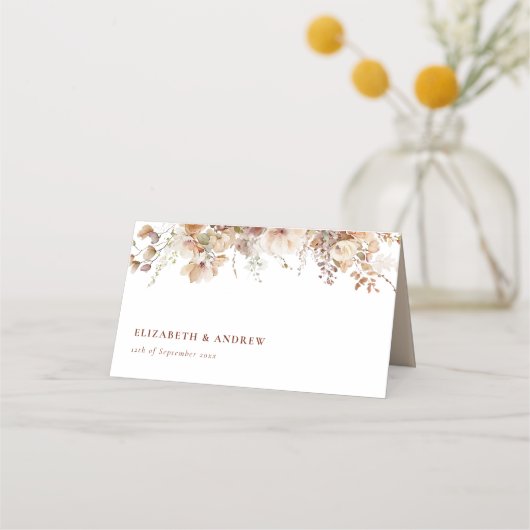 Carte De Placement Mariage Rustique Boho Garden Flowers (Devant)