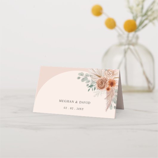 Carte De Placement Mariage rustique Boho Terracotta Pampas (Dos)