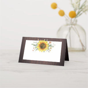 Carte De Placement Mariage rustique en bois de tournesol